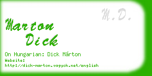 marton dick business card